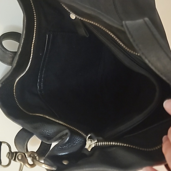 ASPEN Large Black Leather Satchel Crossbody Bag - Picture 11 of 16